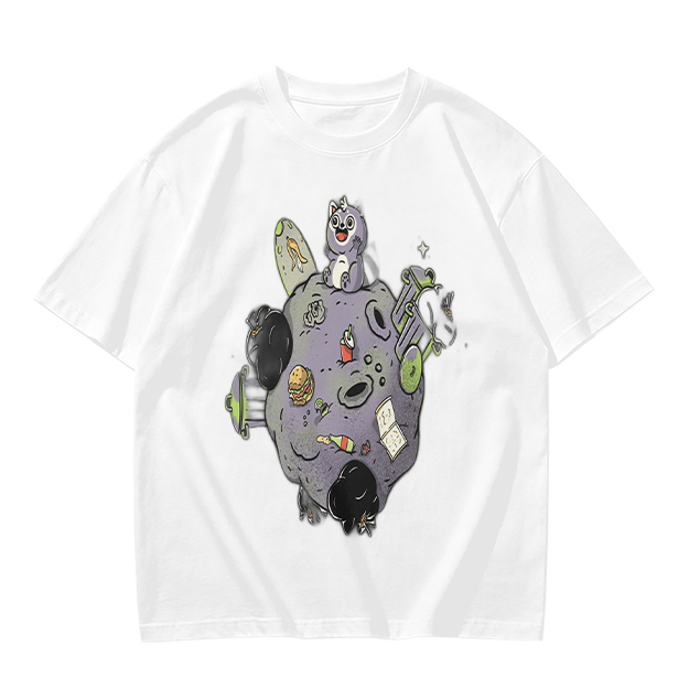 Olive Green T-Shirt With Space Raccoon On Asteroid Graphic