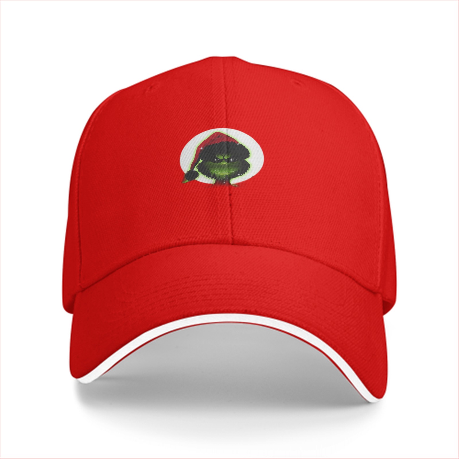 Black Baseball Cap With Grinch Santa Hat Graphic