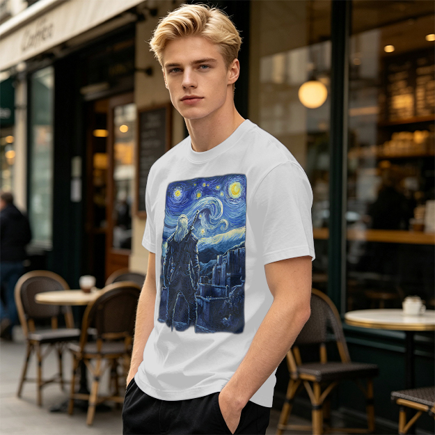 Olive T-Shirt With Starry Night Witcher Art Print