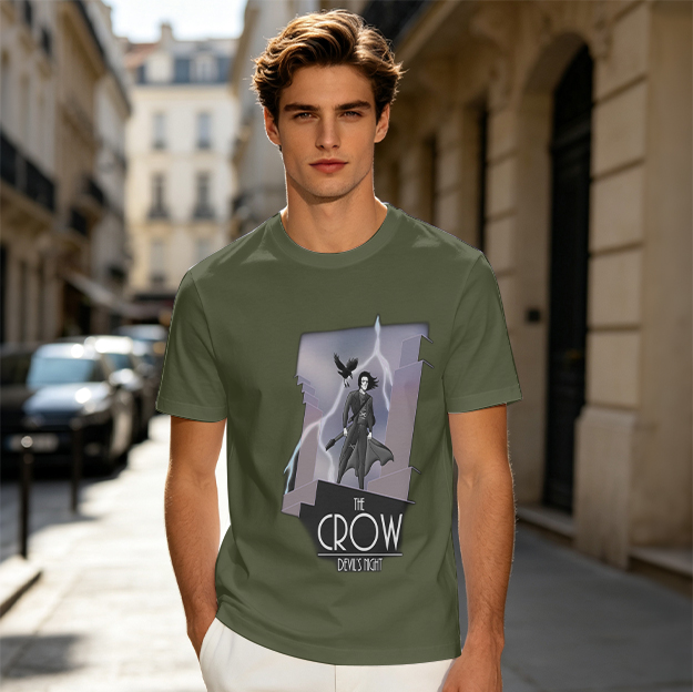 The Crow Devil's Night Graphic Print Olive T-Shirt
