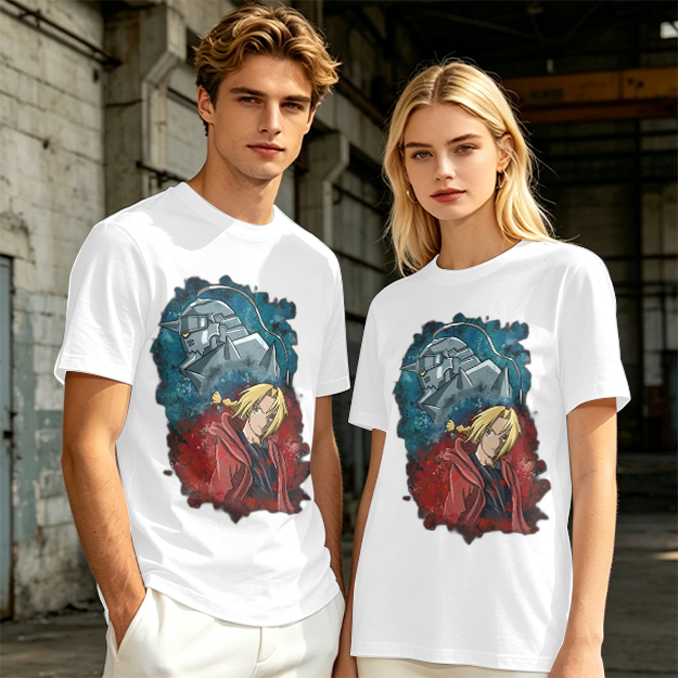 Fullmetal Alchemist Elric Brothers Graphic Olive T-Shirt