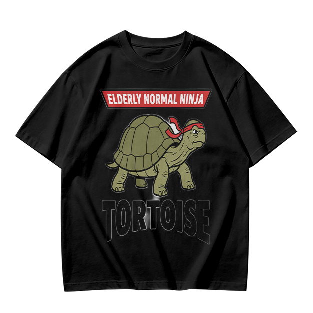 Elderly Normal Ninja Tortoise Graphic Olive T-Shirt