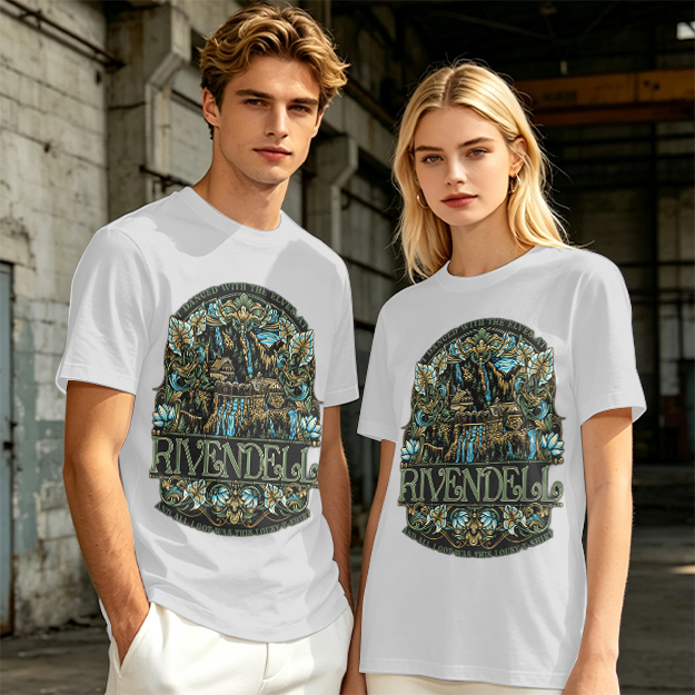 Olive Green Rivendell Themed Graphic T-Shirt