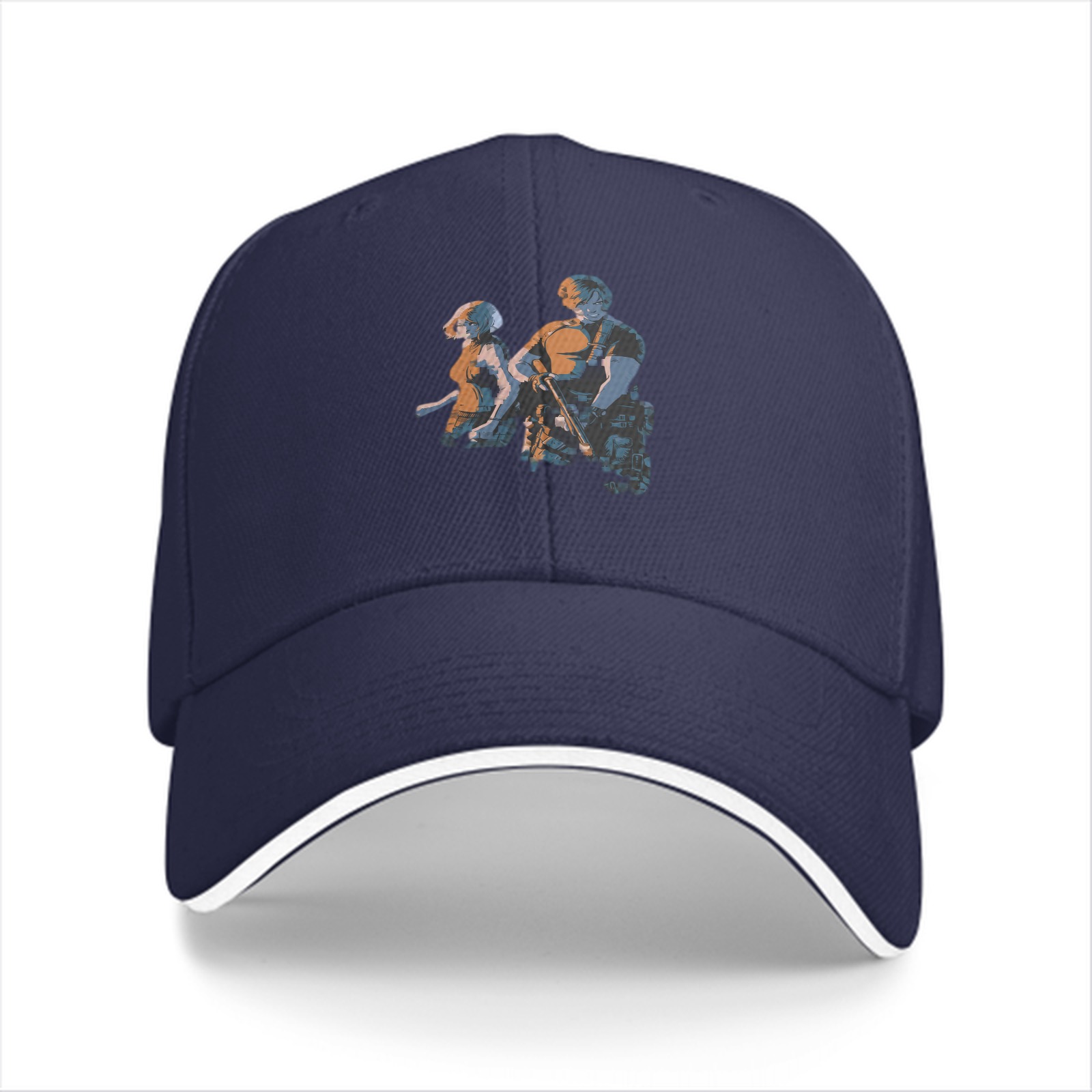 Black Baseball Cap With Two Character Graphic Print