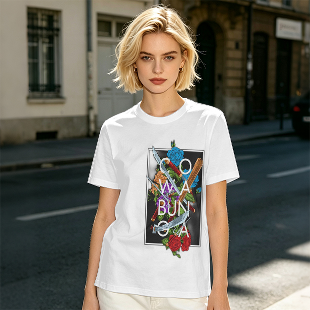 Olive Graphic T-Shirt with Cowabunga Floral Weapon Art
