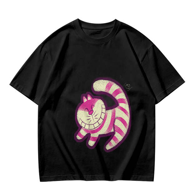 Olive T-Shirt with Cheshire Cat Graphic Print