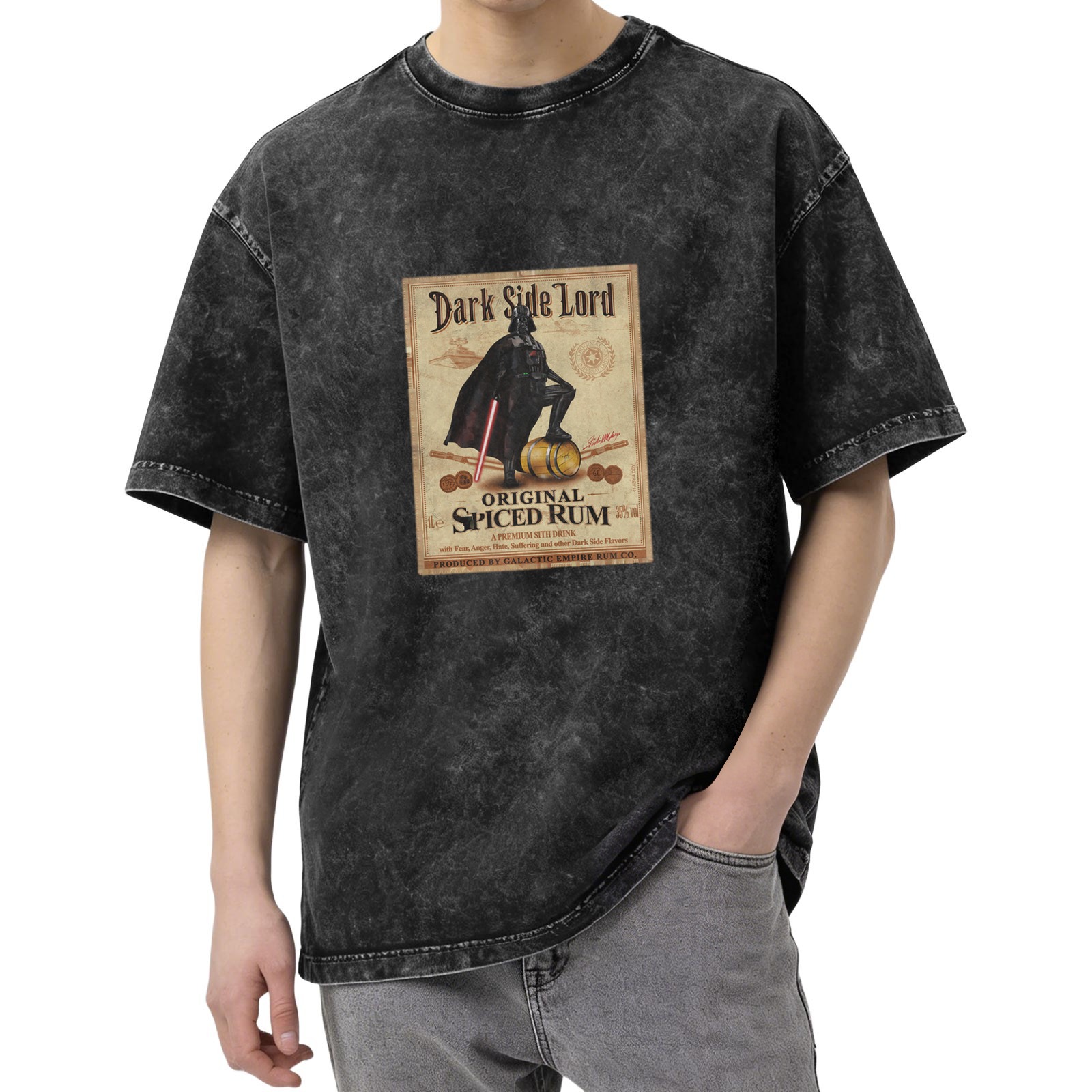 Dark Side Lord Spiced Rum Graphic Vintage Wash T-Shirt