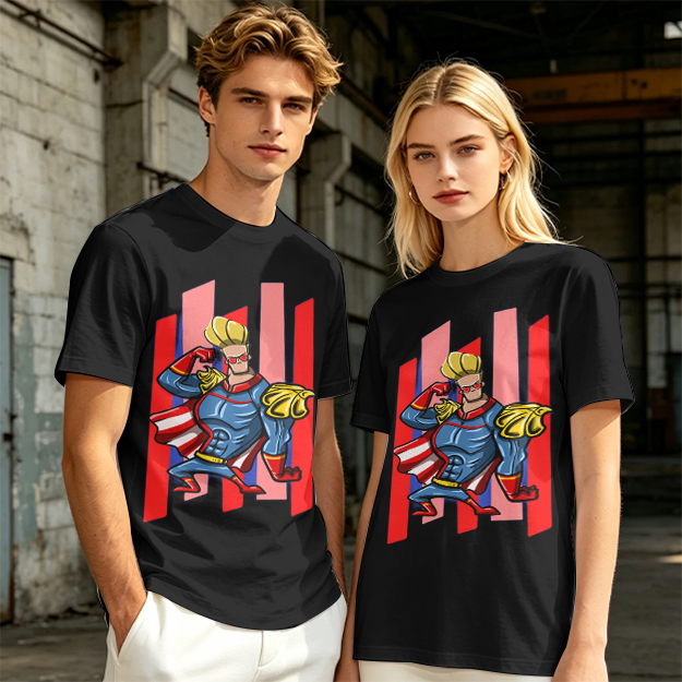 Olive T-Shirt With Cartoon Superhero Character Graphic Print