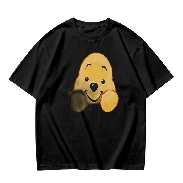 Olive T-shirt with cute Winnie the Pooh face graphic