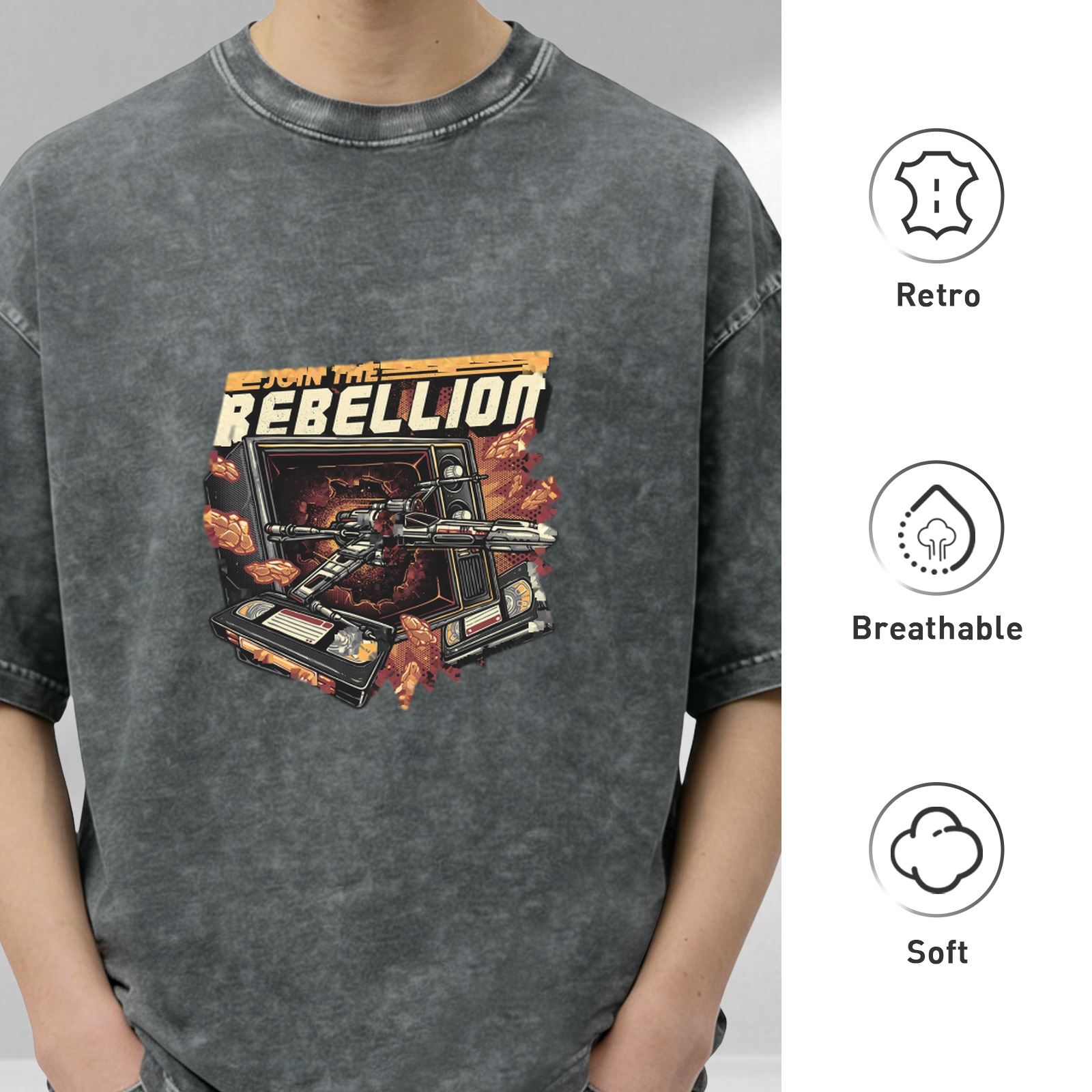 Join The Rebellion Vintage Washed Graphic T-Shirt