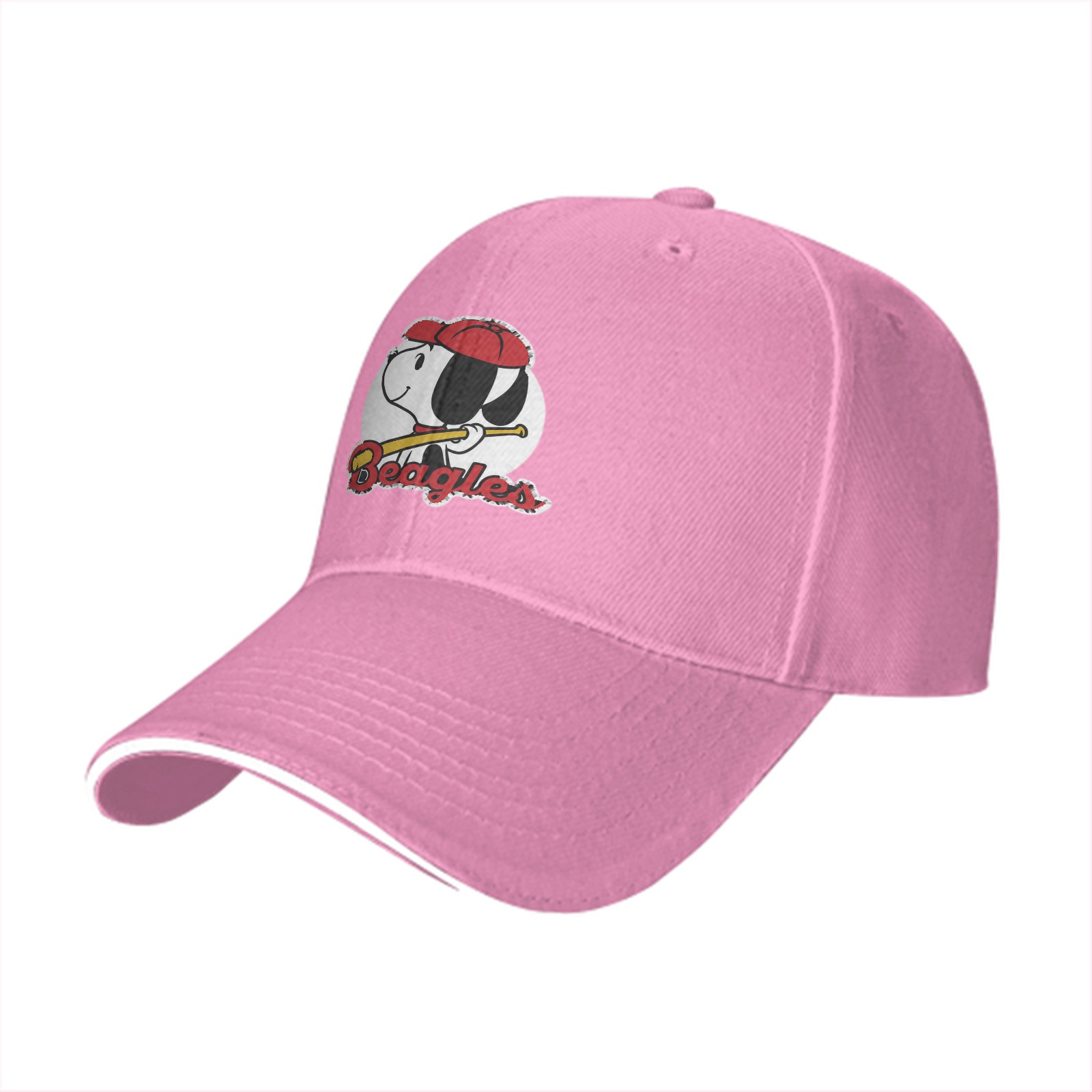 Black baseball cap with Snoopy Beagles baseball graphic