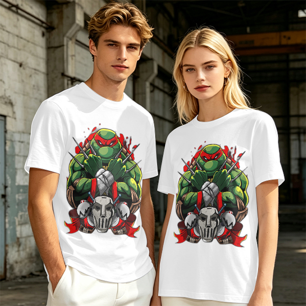 Olive T-Shirt Featuring Raphael the Teenage Mutant Ninja Turtle