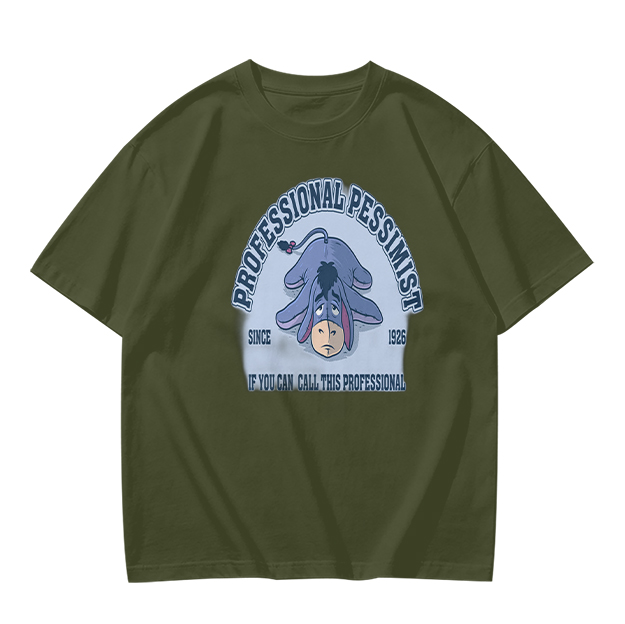 Olive t-shirt with Eeyore 'Professional Pessimist' print