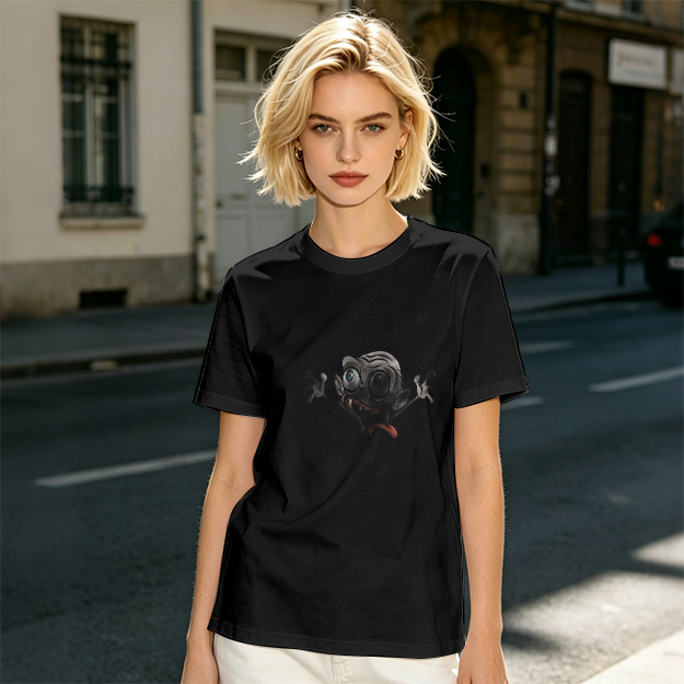 Olive Green T-Shirt With Crazy Cartoon Monster Print