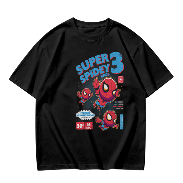 Olive T-shirt with Super Spidey 3 Chibi Spider-Man Graphic