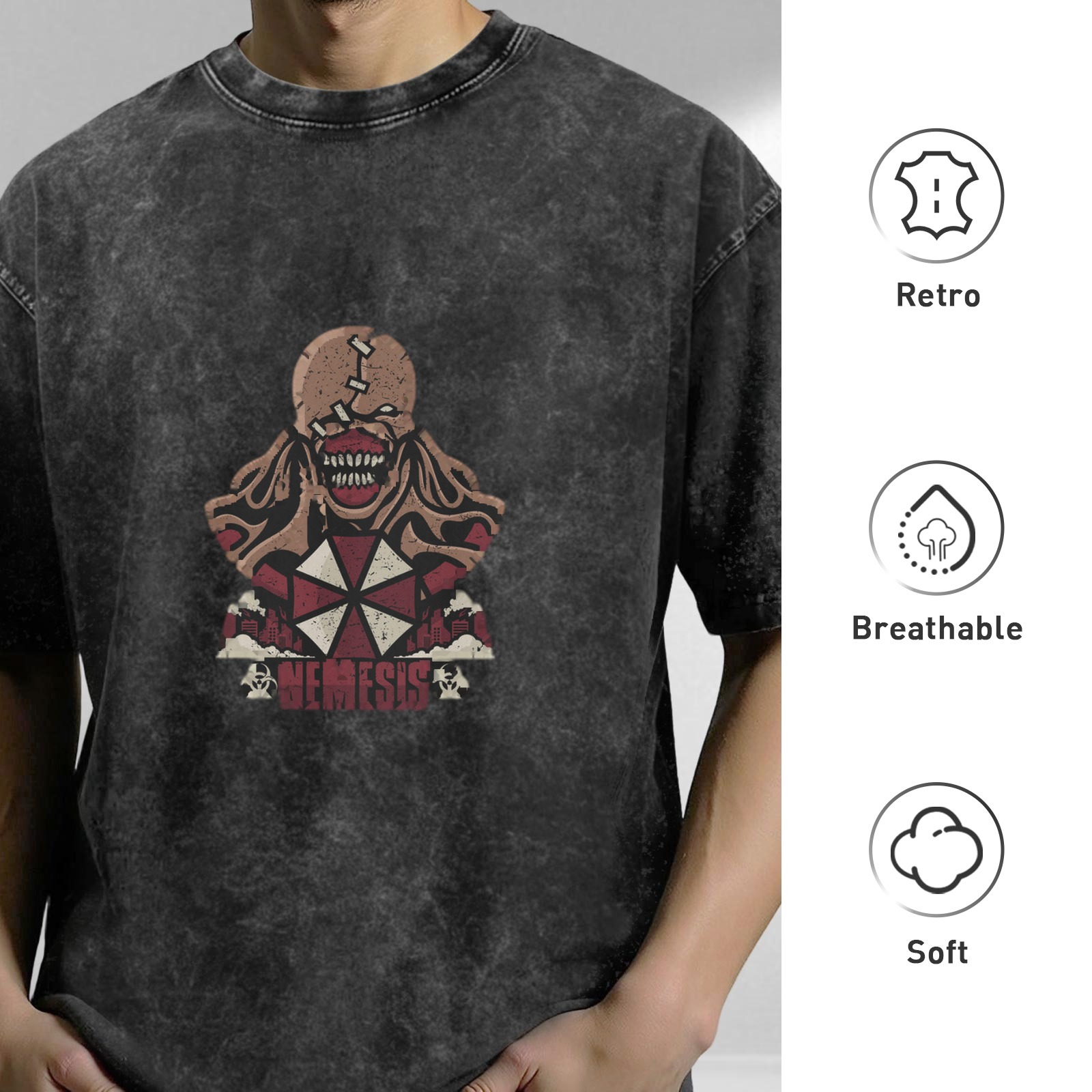 Resident Evil Nemesis Graphic Acid Wash T-Shirt