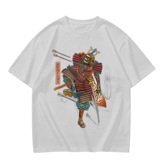 Olive T-shirt with Traditional Samurai Warrior Graphic Print