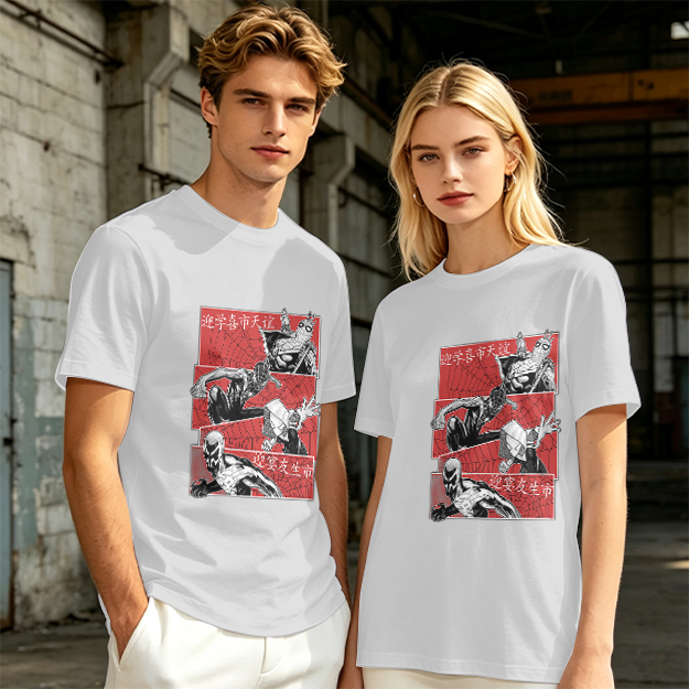 Olive T-shirt with Spider-Verse Style Comic Panels Print