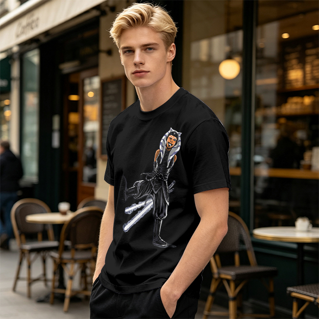 Olive T-Shirt Featuring Ahsoka Tano With Lightsabers