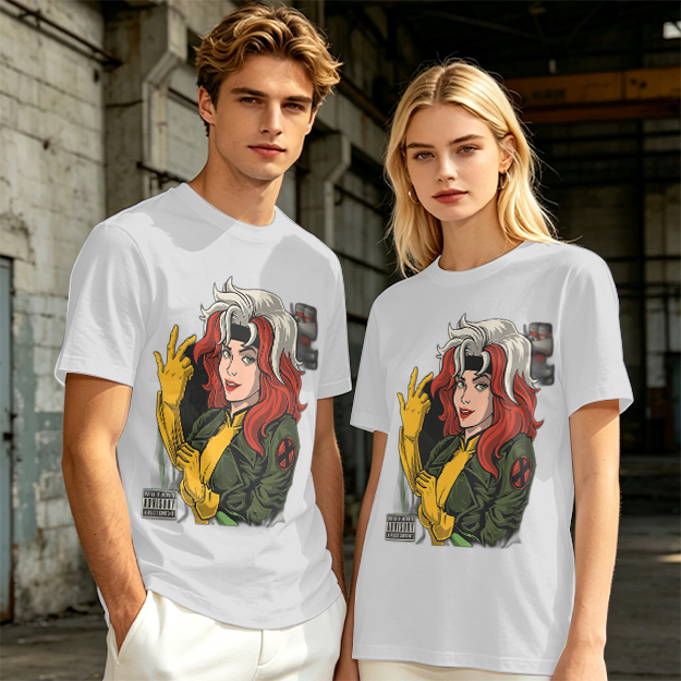 Olive T-shirt with Rogue X-Men Graphic Print