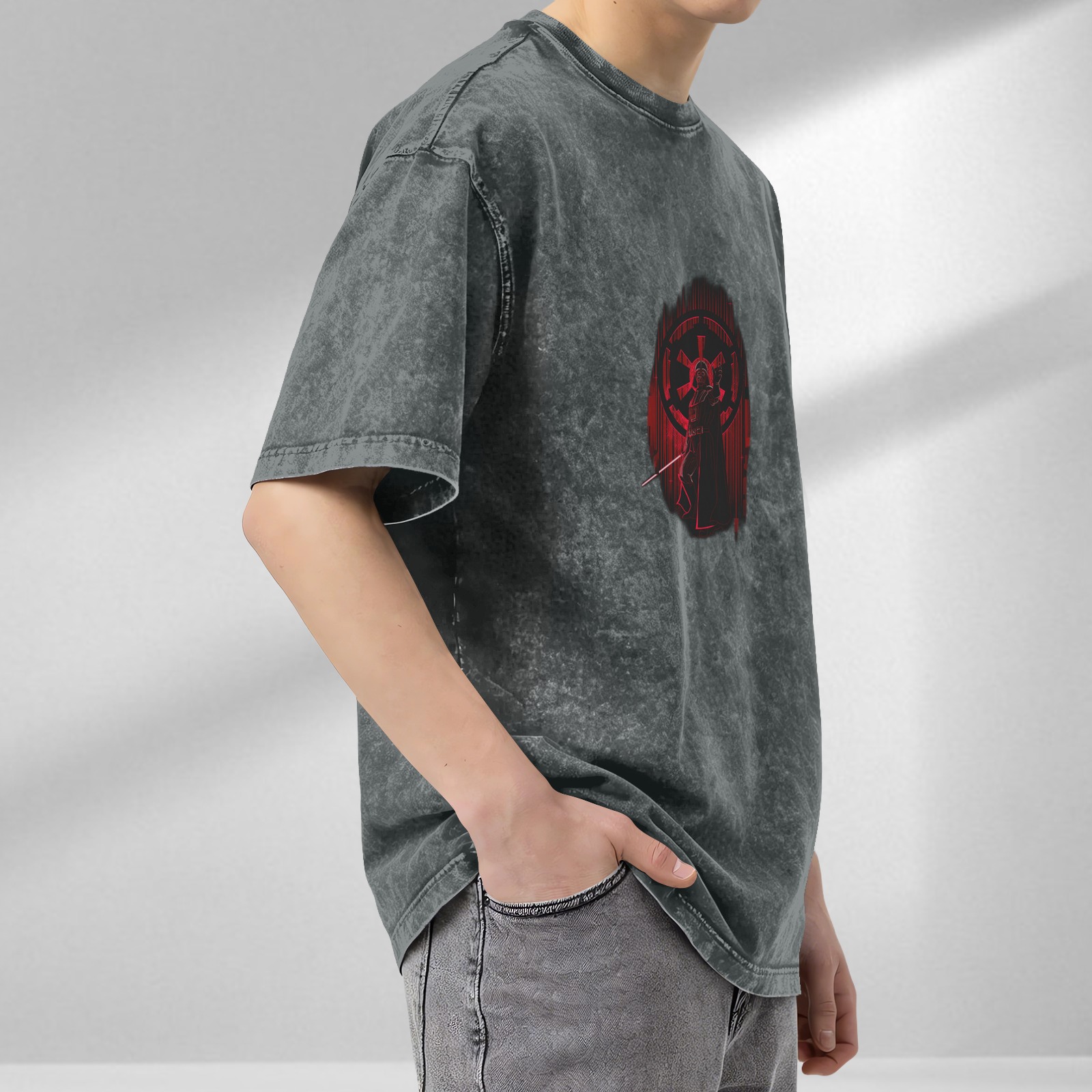 Star Wars Sith Imperial Emblem Graphic Acid Wash T-Shirt