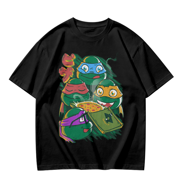 Olive T-Shirt Featuring Teenage Mutant Ninja Turtles With Pizza