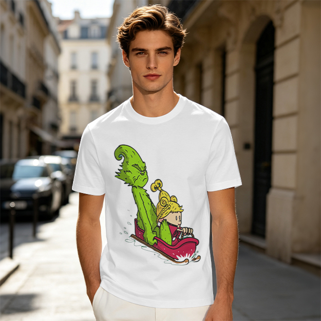 Grinch and Cindy Lou Who Sledding Graphic T-Shirt