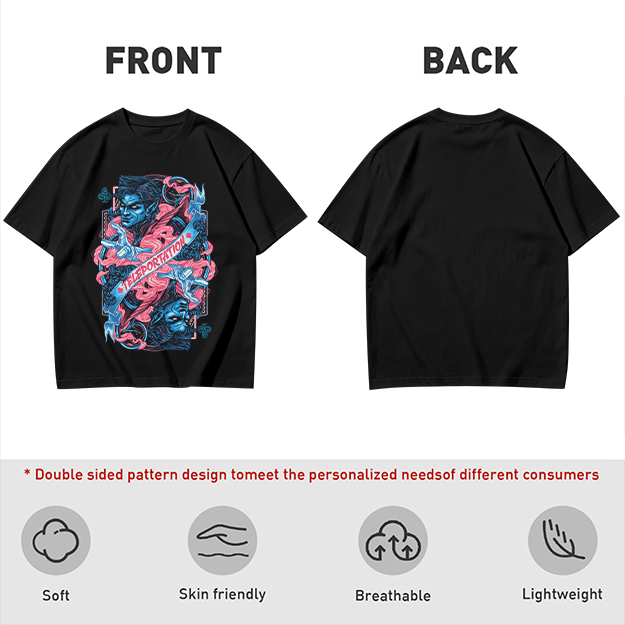 Olive Graphic Tee With Teleportation Demon Artwork