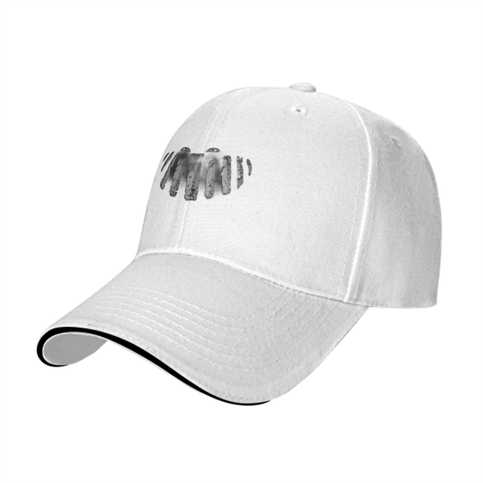 Black Baseball Cap With Distressed Skeleton Hand Print Design