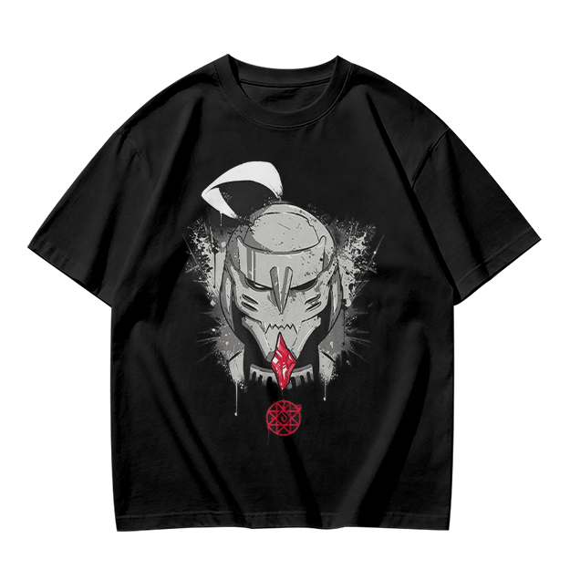 Olive T-shirt with Dark Fantasy Mechanical Skull Graphic Print