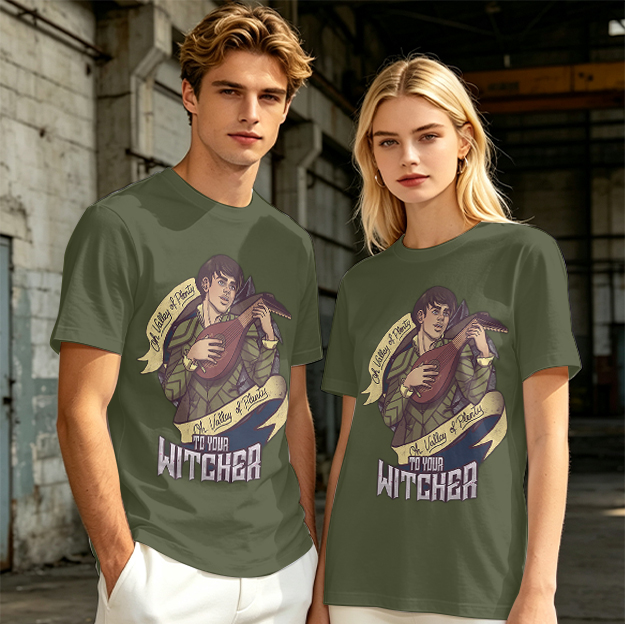 Witcher Inspired T-Shirt With Bard Playing Lute Graphic