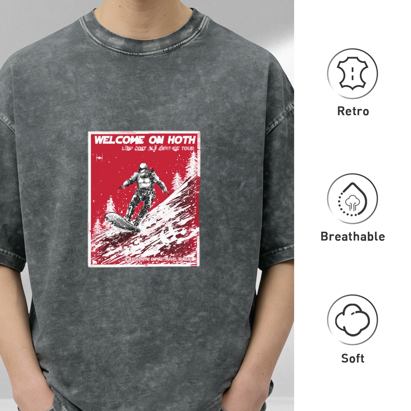 Welcome On Hoth Stormtrooper Snowboarding Acid Wash T-Shirt