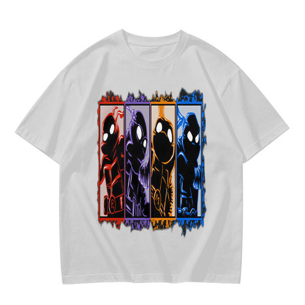 Olive T-Shirt With Four Superhero Silhouette Panels