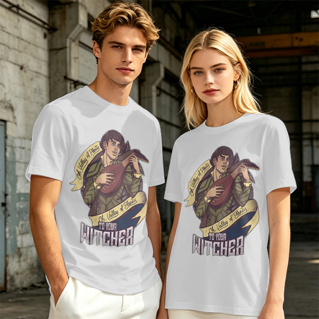 Witcher Inspired T-Shirt With Bard Playing Lute Graphic