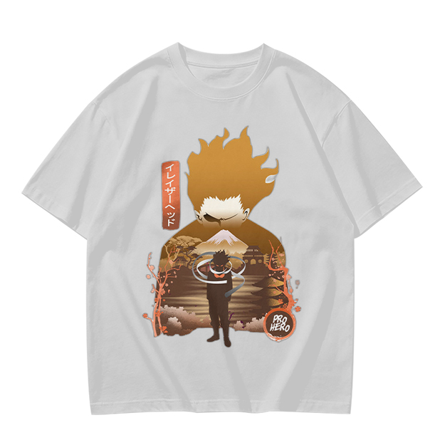 Anime Hero Graphic Olive Green Short Sleeve T-Shirt