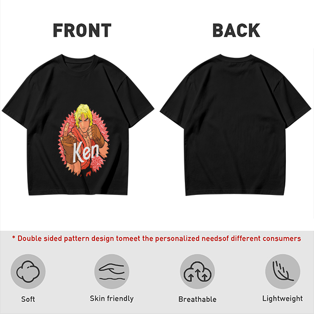 Olive T-shirt with Street Fighter Ken Graphic Print
