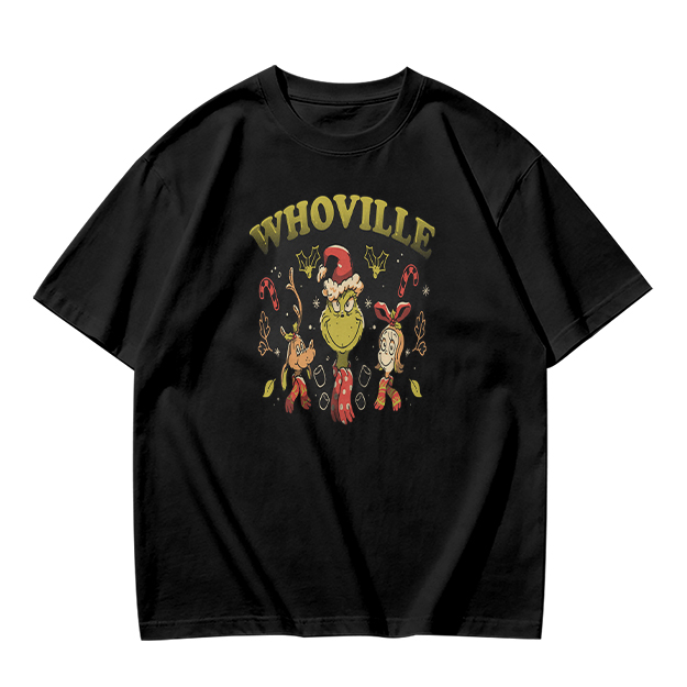 Whoville Christmas Themed T-Shirt with Grinch and Friends