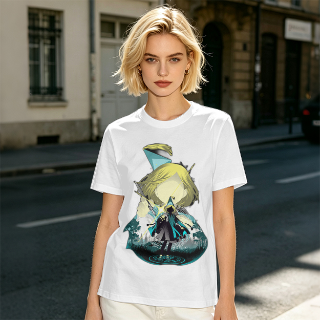 Olive T-Shirt With Chibi Wizard Anime Character Print