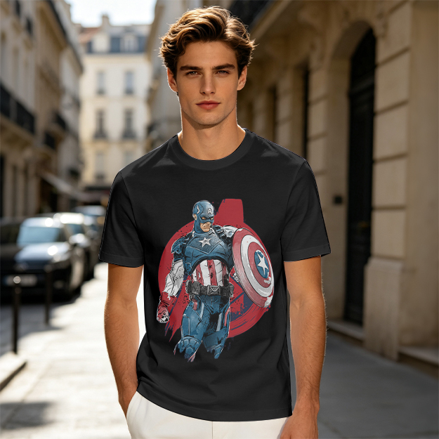 Olive T-shirt with Captain America Graphic Print