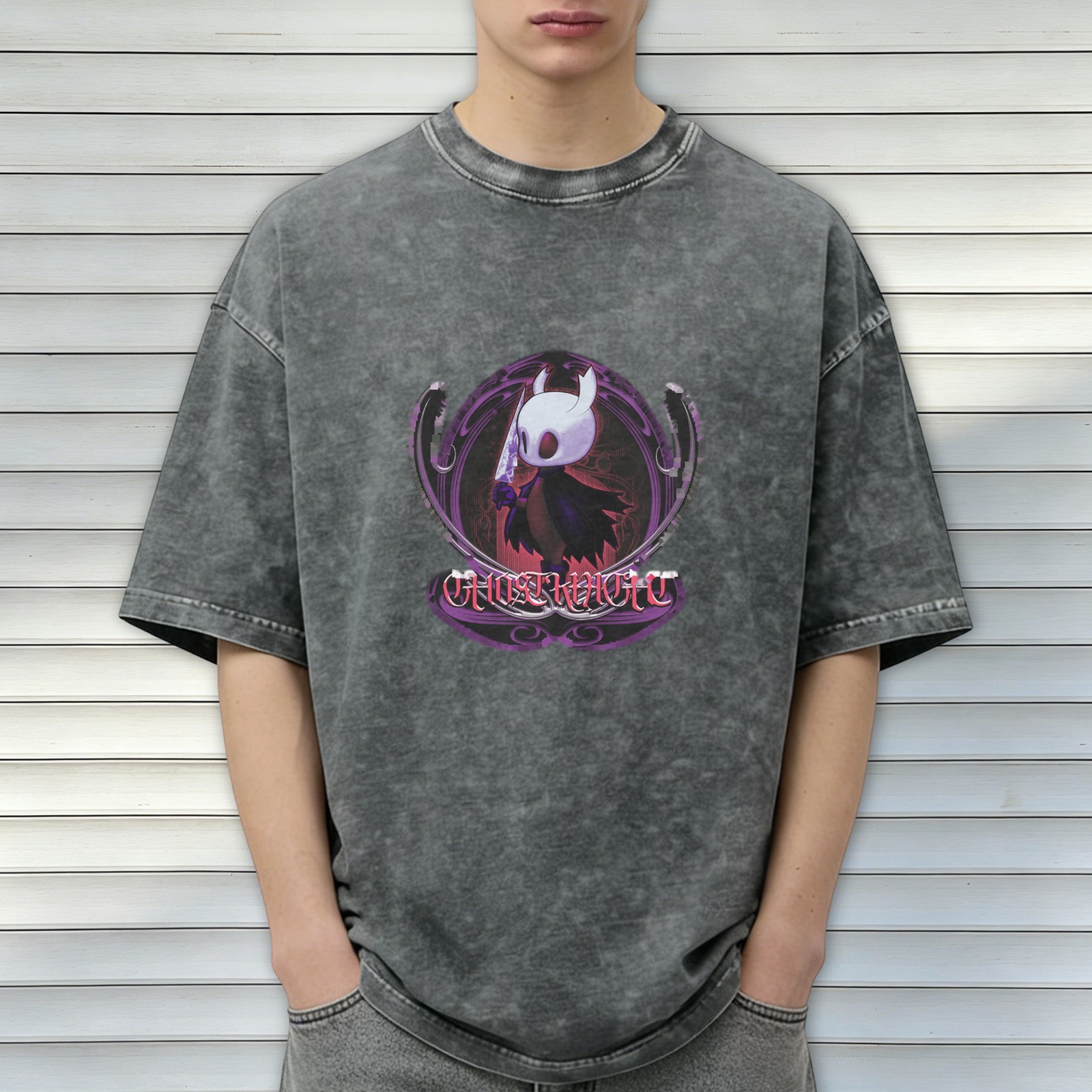 Hollow Knight Ghost Knight Graphic Dark Wash T-Shirt