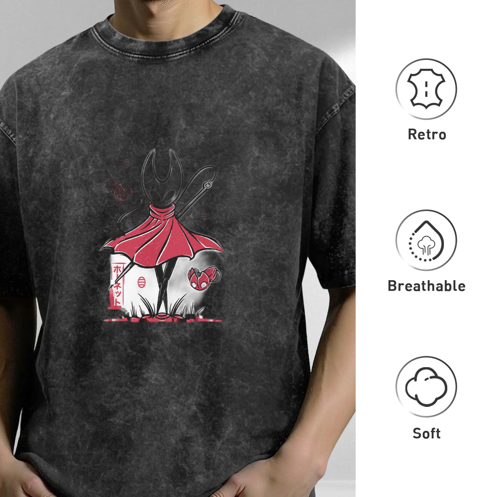 Hollow Knight Hornet Anime Graphic Vintage Wash T-Shirt