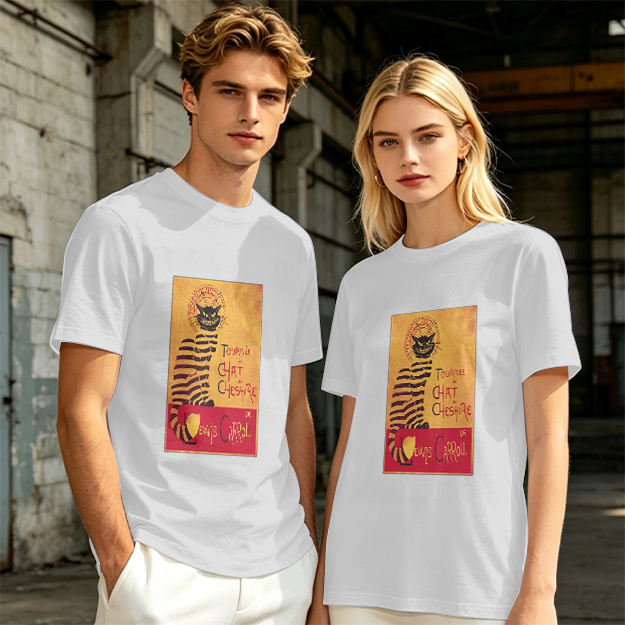 Olive T-shirt with Cheshire Cat Tournee Chat Print