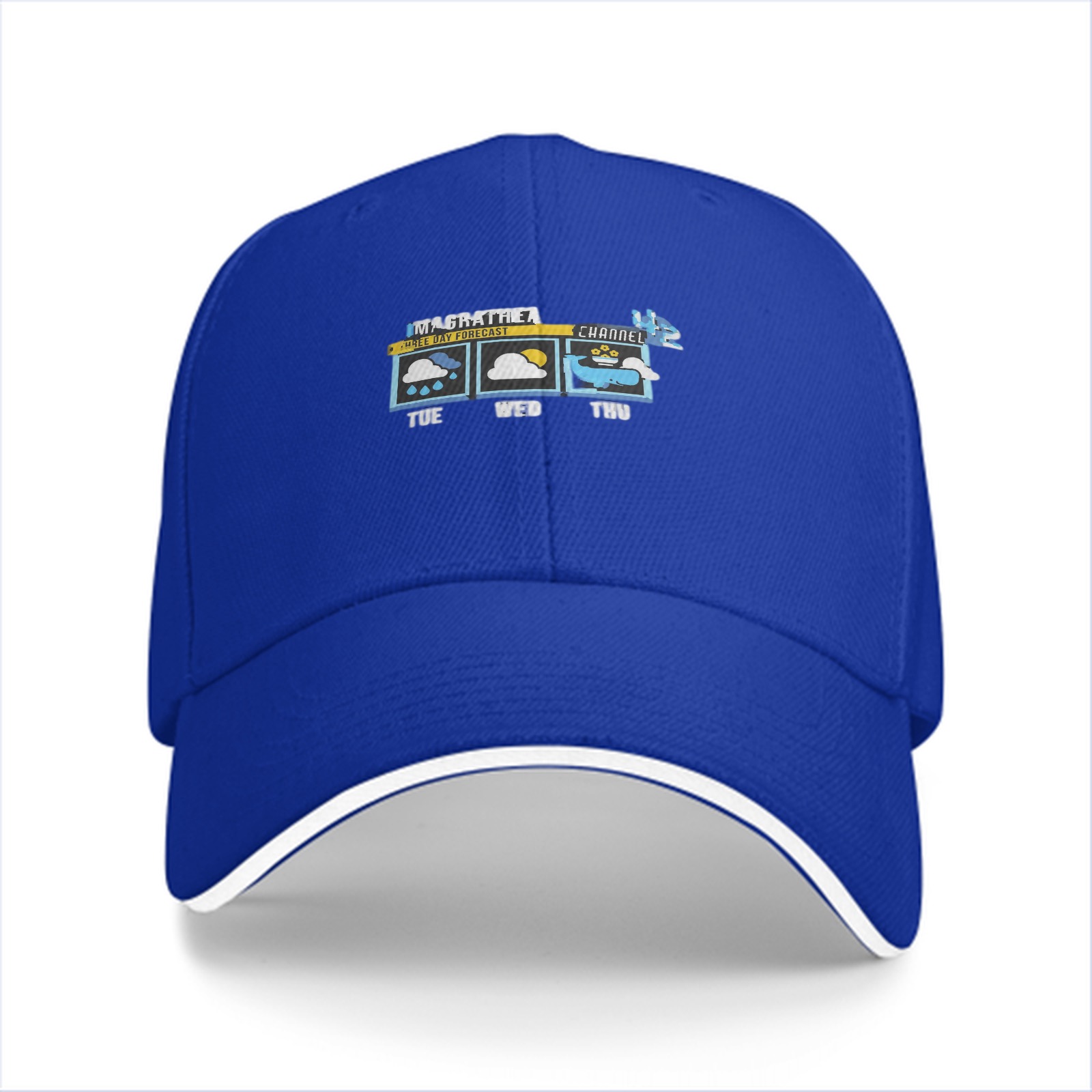 Black baseball cap with weather forecast graphic print