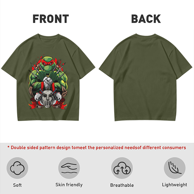 Olive T-Shirt Featuring Raphael the Teenage Mutant Ninja Turtle
