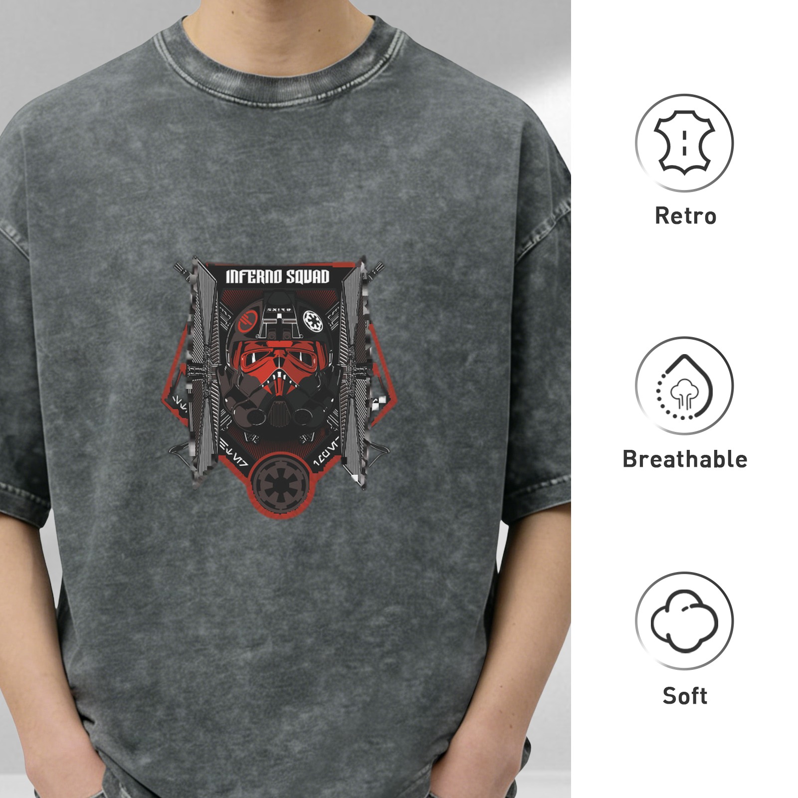 Star Wars Inferno Squad Graphic Acid Wash Black T-Shirt