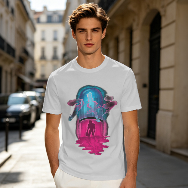 Olive T-Shirt With Neon Capsule Anime Inspired Graphic Print