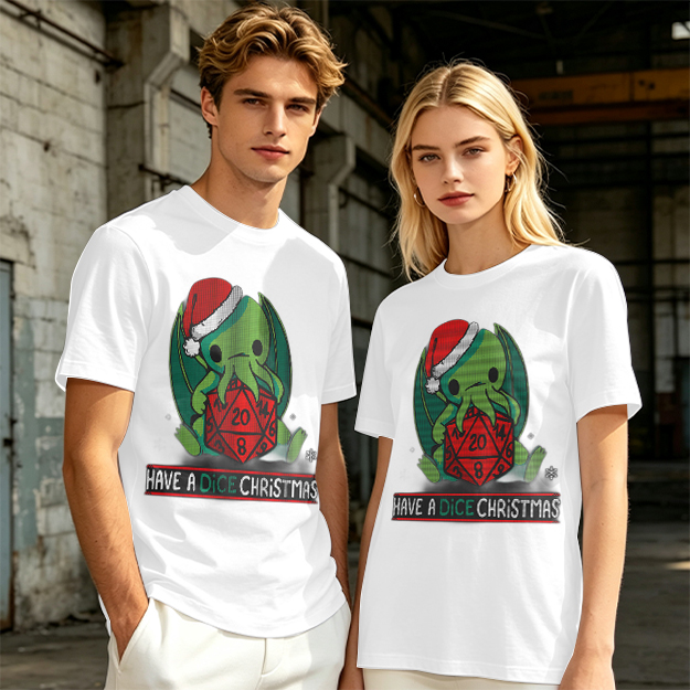 Have a Dice Christmas Cute Cthulhu Santa T-Shirt