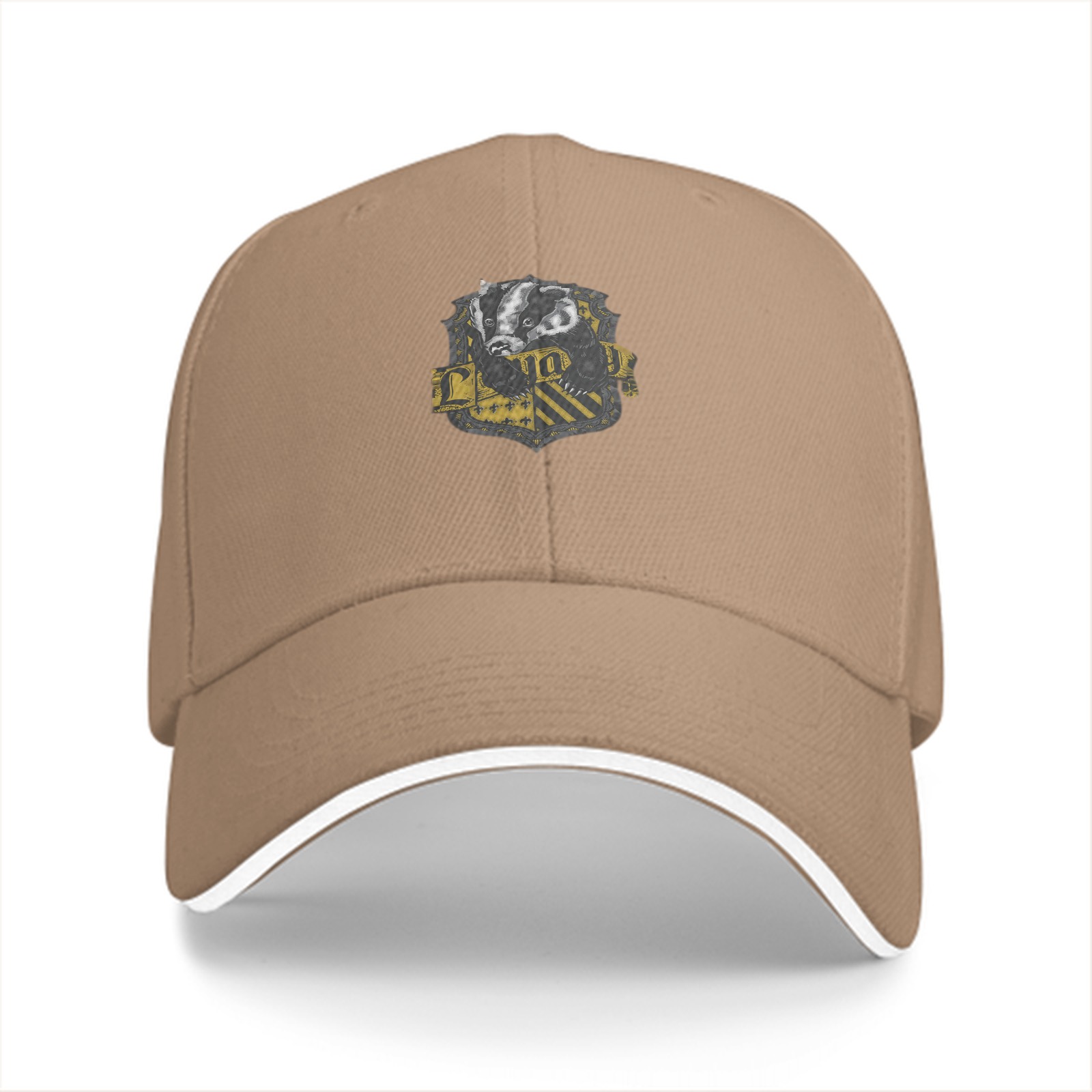 Black Baseball Cap With Hufflepuff Badger Crest Design