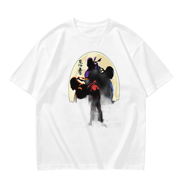 Olive T-shirt with Ninja Silhouette Graphic Design