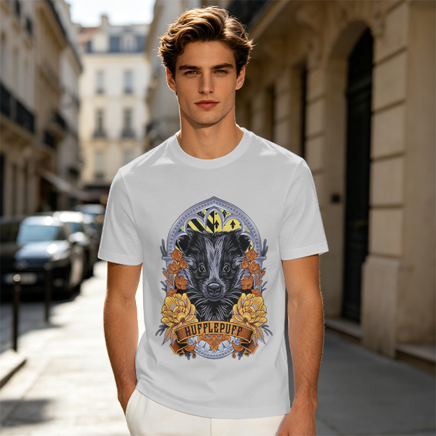 Hufflepuff Badge Graphic Olive Green T-Shirt